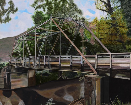 TRUSS BRIDGE #79




 - BRCO’s Historic Preservation Committee commissioned artist Gary Woolard to produce an acrylic painting of North Carolina’s oldest metal truss bridge which is located in Bethel on Lake Logan Road.  Constructed in 1891 by Dean & Westbrook engineers, the bridge was formerly situated at another location in Bethel until the 1920s when it was moved by men in the community to its current location.  This bridge is Haywood County and North Carolina’s only 19th century truss bridge and is the only ornamental truss bridge in NC to contain decorative elements.  Its joint system is unlike any other in the state, and its Phoenix columns and cast iron joining system make the bridge rare at the national level. BRCO’s Carroll Jones has submitted the bridge’s nomination to the National Register of Historic Places.